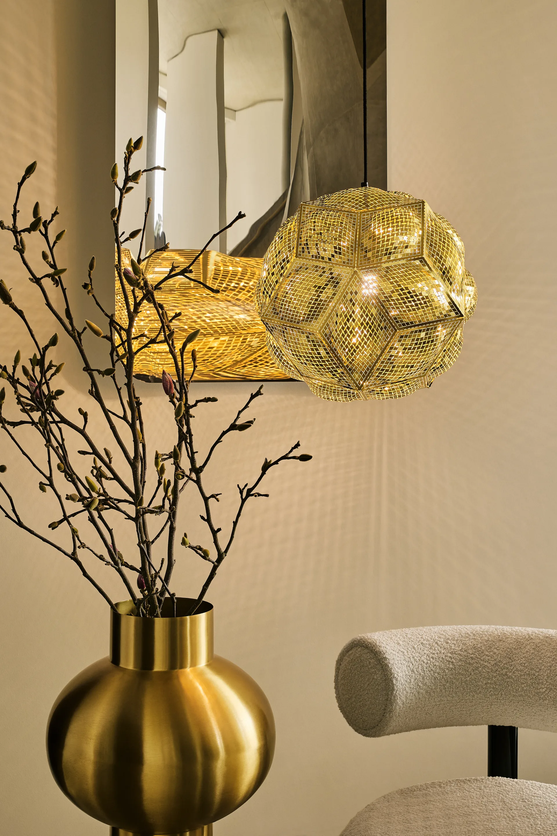 Puff Pendant hangende plafondlamp Ø45 cm, Messing Tom Dixon