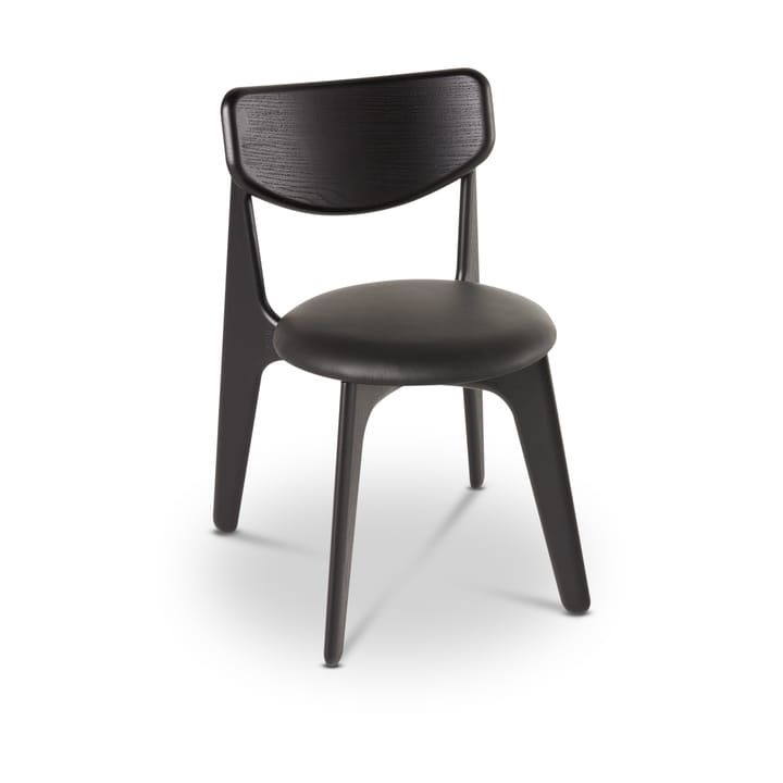 Slab eetstoel gestoffeerde zitting - Black oak-black leather - Tom Dixon