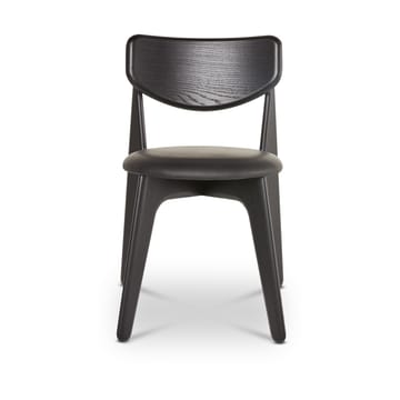 Slab eetstoel gestoffeerde zitting - Black oak-black leather - Tom Dixon