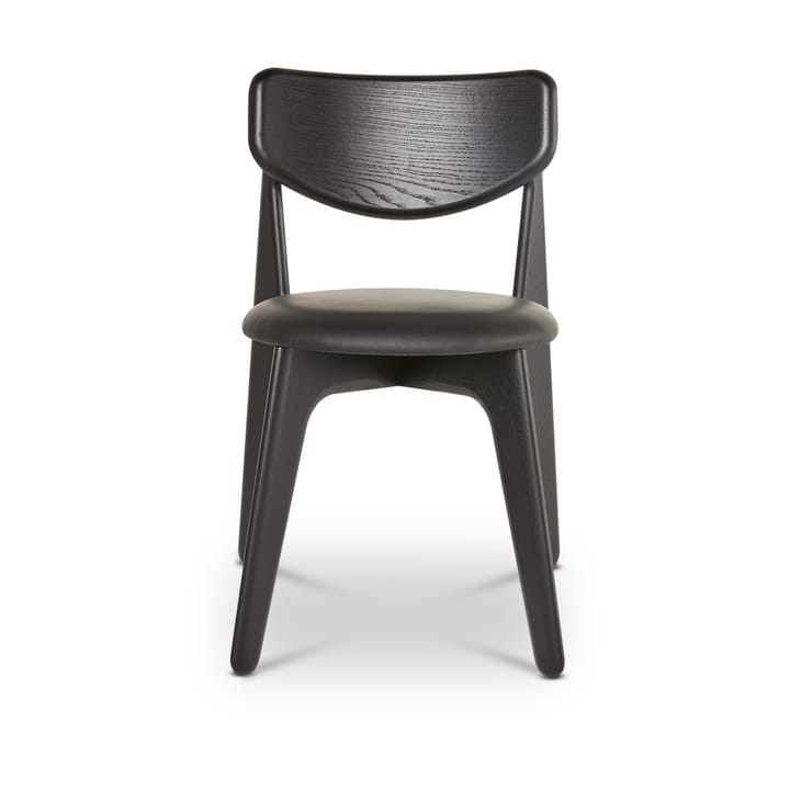 Slab eetstoel gestoffeerde zitting, Black oak-black leather Tom Dixon