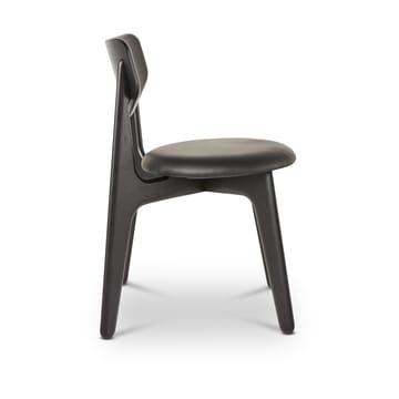 Slab eetstoel gestoffeerde zitting - Black oak-black leather - Tom Dixon