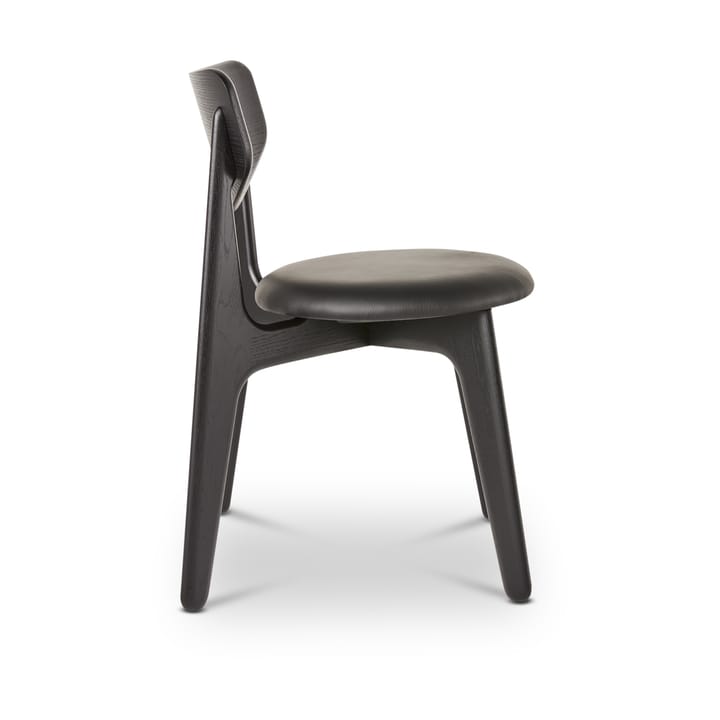 Slab eetstoel gestoffeerde zitting, Black oak-black leather Tom Dixon