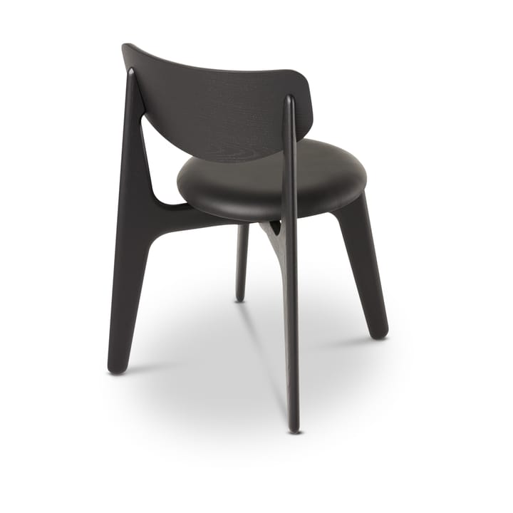 Slab eetstoel gestoffeerde zitting, Black oak-black leather Tom Dixon
