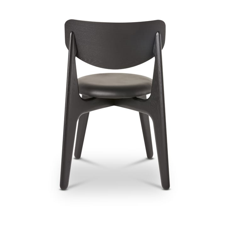 Slab eetstoel gestoffeerde zitting, Black oak-black leather Tom Dixon