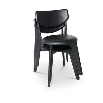 Slab eetstoel gestoffeerde zitting - Black oak-black leather - Tom Dixon