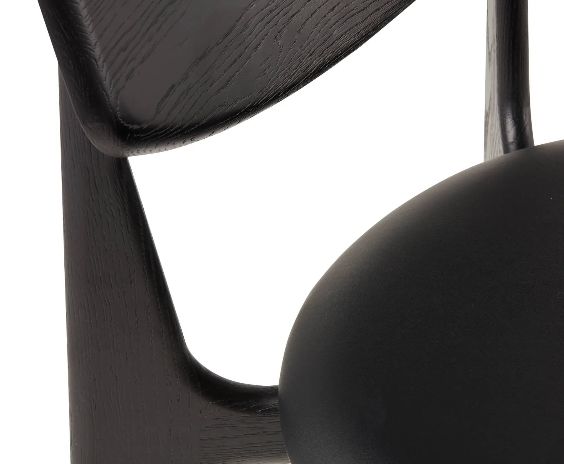 Slab eetstoel gestoffeerde zitting, Black oak-black leather Tom Dixon
