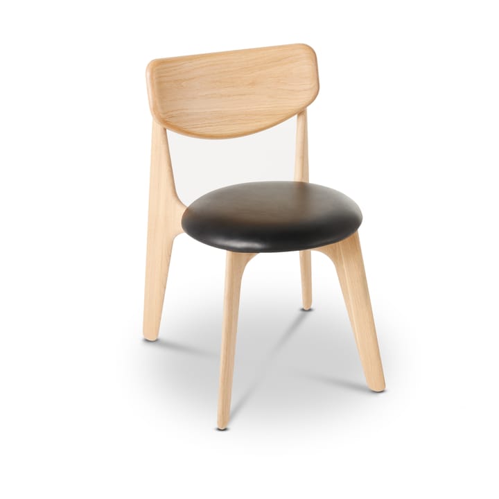 Slab eetstoel gestoffeerde zitting - Natuurlijk eiken-zwart leer - Tom Dixon