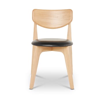 Slab eetstoel gestoffeerde zitting - Natuurlijk eiken-zwart leer - Tom Dixon