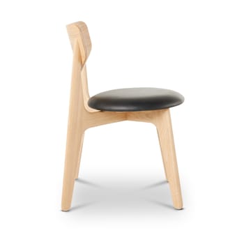 Slab eetstoel gestoffeerde zitting - Natuurlijk eiken-zwart leer - Tom Dixon