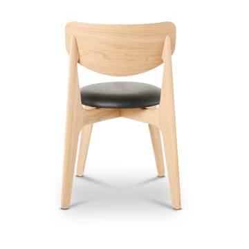 Slab eetstoel gestoffeerde zitting - Natuurlijk eiken-zwart leer - Tom Dixon
