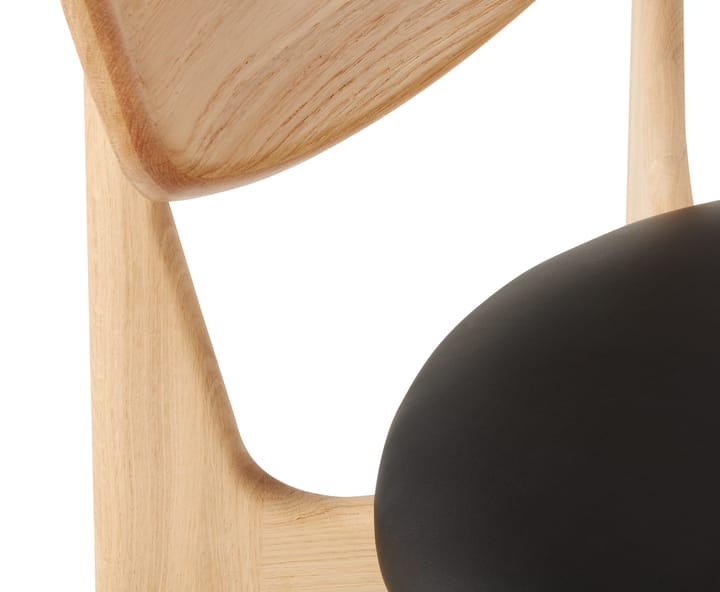Slab eetstoel gestoffeerde zitting, Natuurlijk eiken-zwart leer Tom Dixon