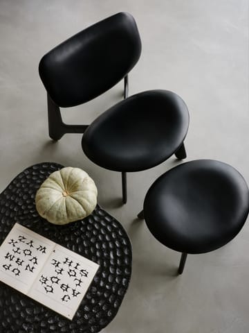Slab loungestoel beklede zitting - Black ash-black leather - Tom Dixon