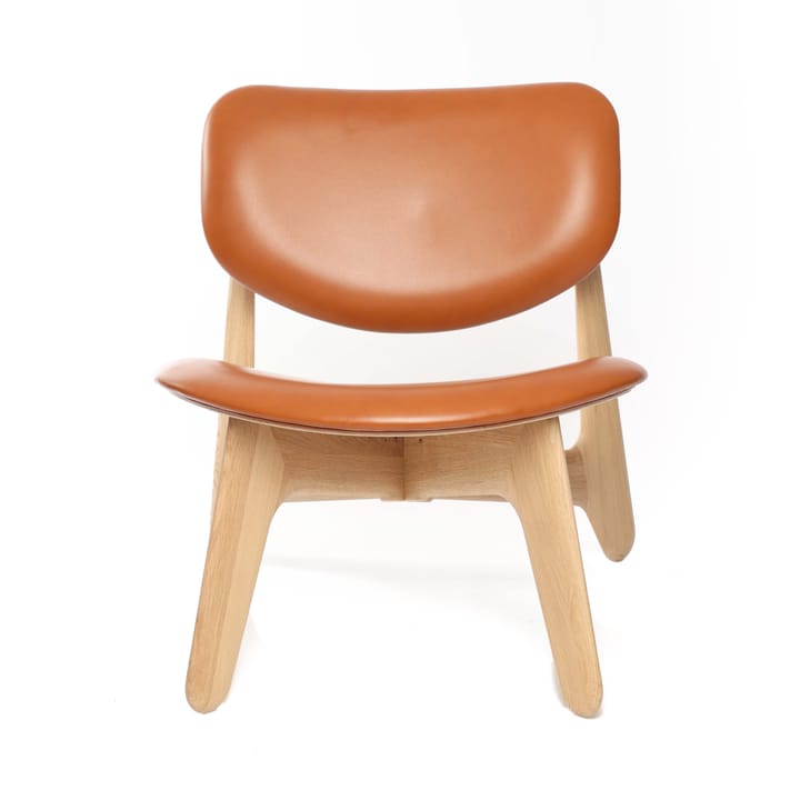Slab loungestoel beklede zitting - Natuurlijk eiken-cognacleer - Tom Dixon