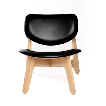 Slab loungestoel beklede zitting - Natuurlijk eiken-zwart leer - Tom Dixon