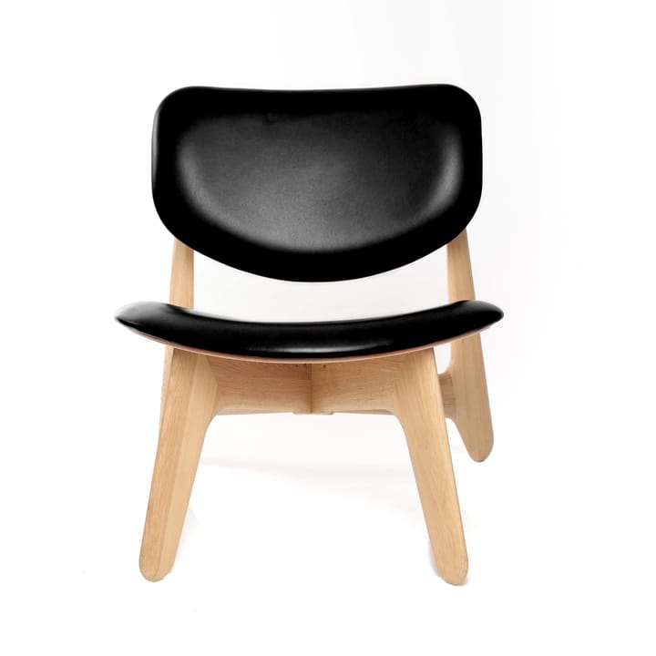 Slab loungestoel beklede zitting, Natuurlijk eiken-zwart leer Tom Dixon