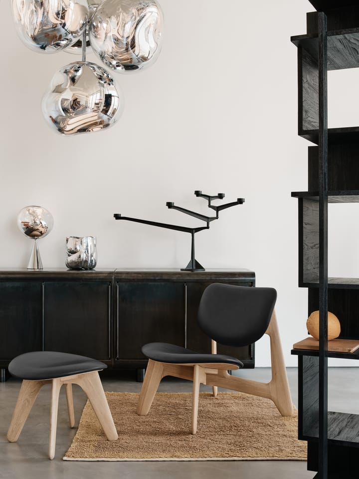 Slab loungestoel beklede zitting, Natuurlijk eiken-zwart leer Tom Dixon