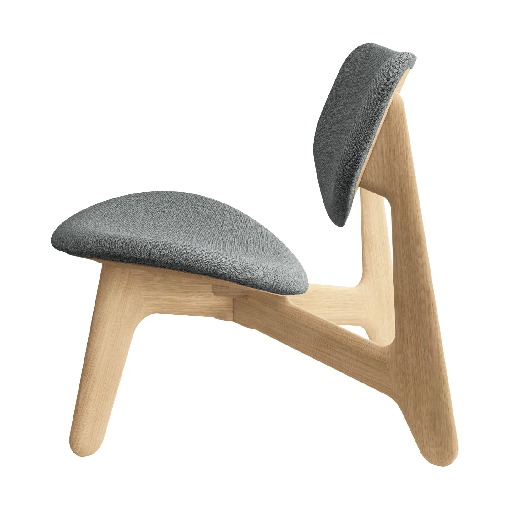 Slab loungestoel gestoffeerde zitting, Natural brushed oak-Hallingdal 0130 mid grey Tom Dixon