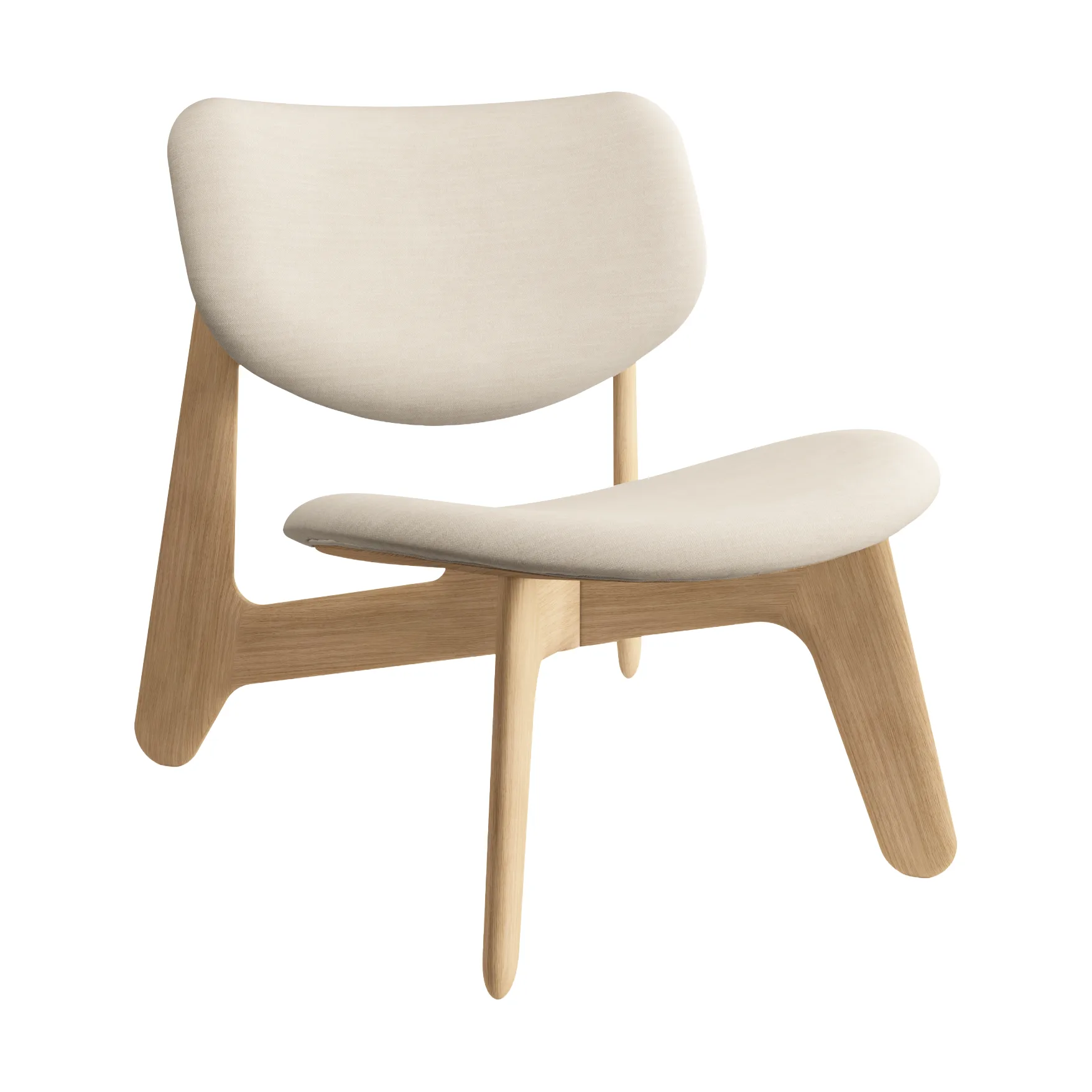 Slab loungestoel gestoffeerde zitting, Natural brushed oak-Linara 05 CMHR Cream Tom Dixon