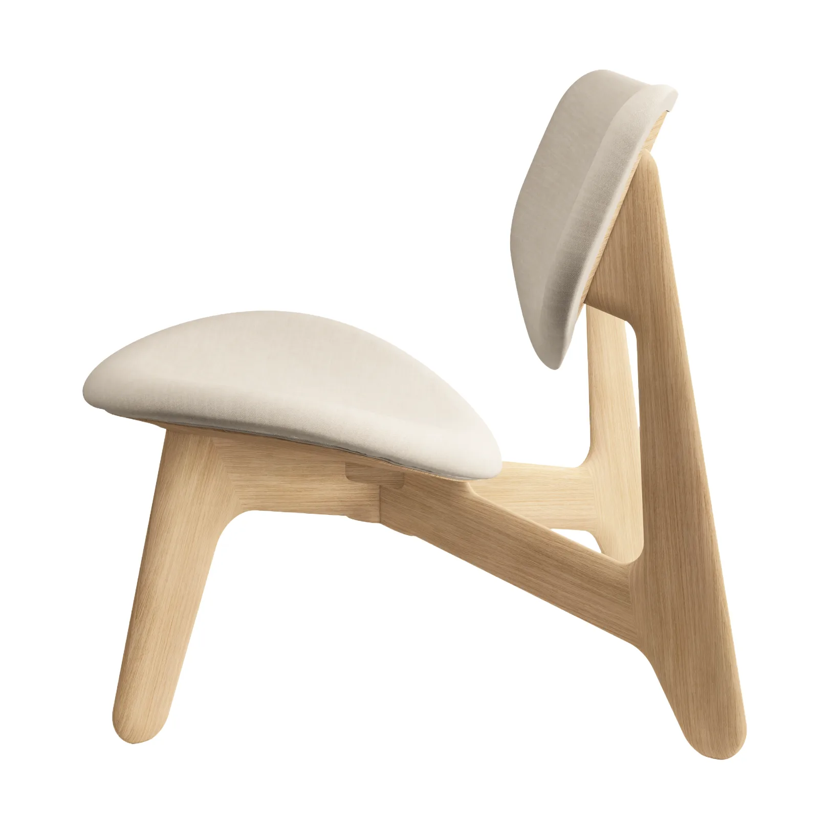 Slab loungestoel gestoffeerde zitting, Natural brushed oak-Linara 05 CMHR Cream Tom Dixon