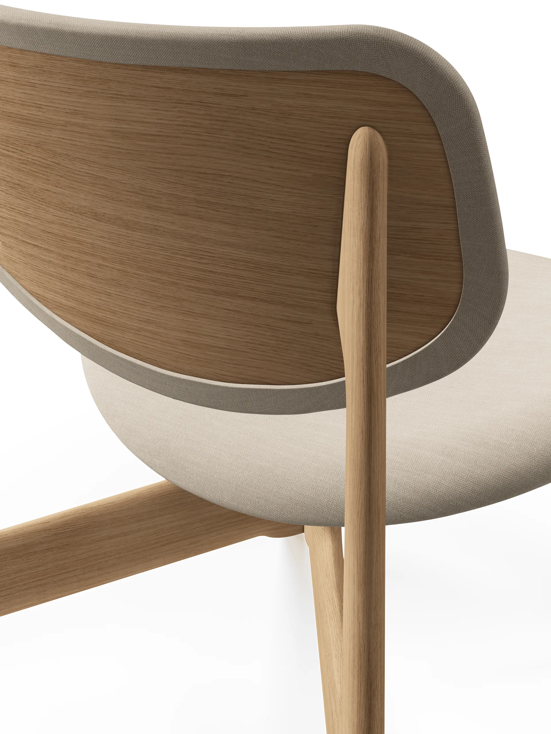 Slab loungestoel gestoffeerde zitting, Natural brushed oak-Linara 05 CMHR Cream Tom Dixon