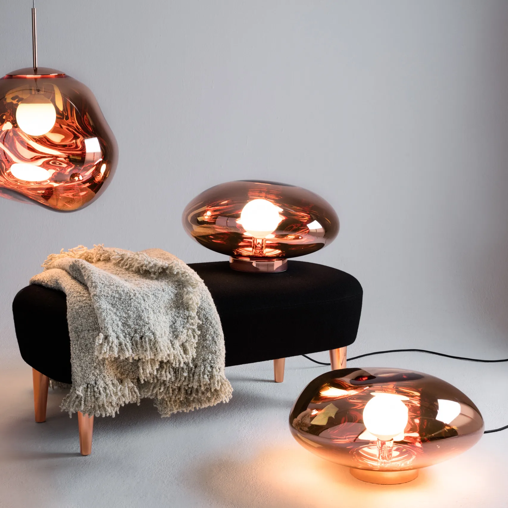 Smeltmuur/plafondlamp LED, Koper Tom Dixon
