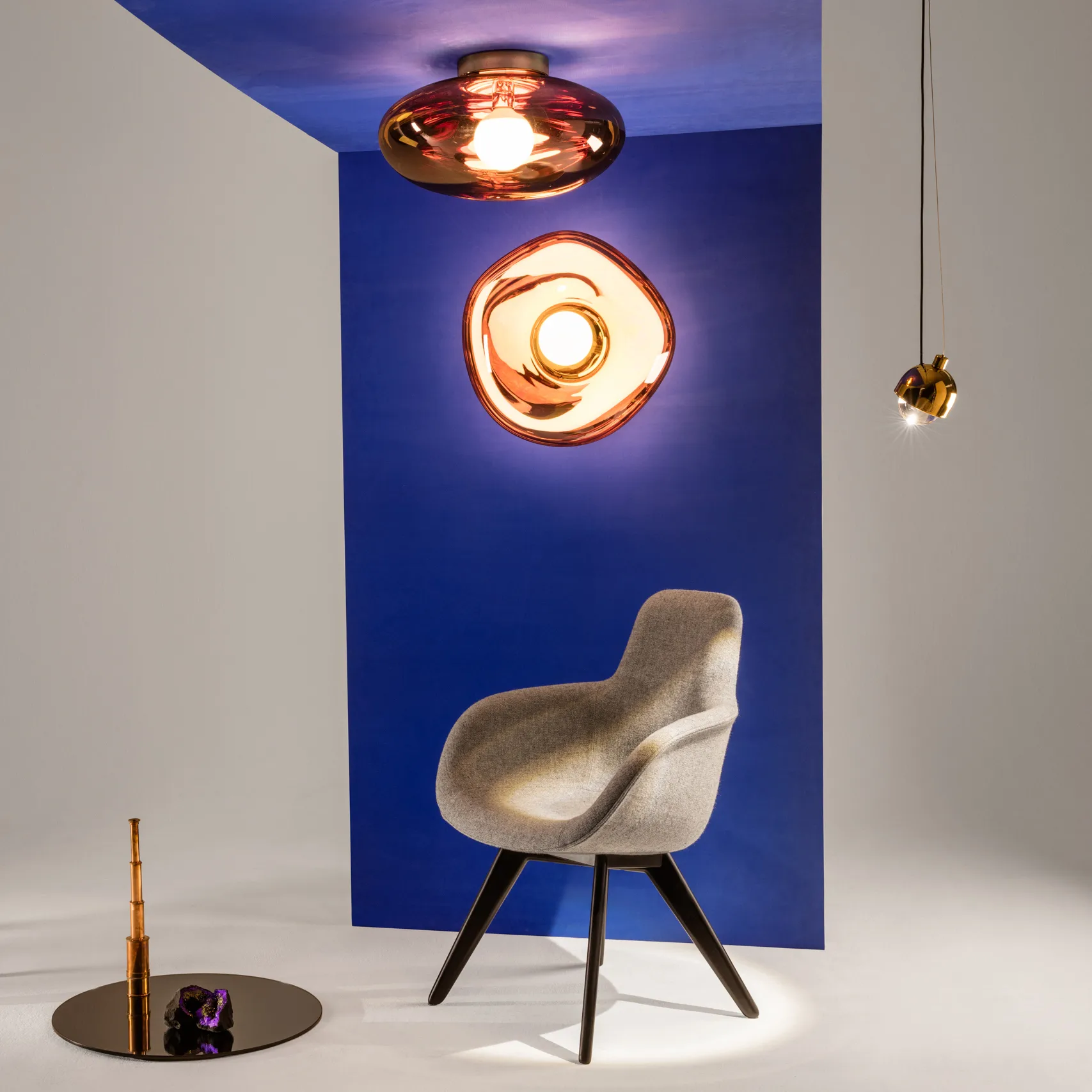 Smeltmuur/plafondlamp LED, Koper Tom Dixon