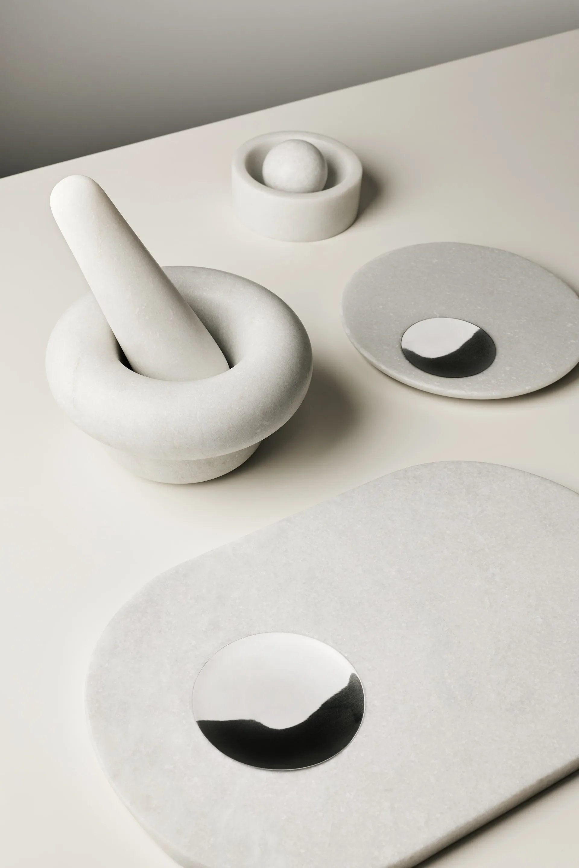 Steen vijzel Ø20 cm, Wit marmer Tom Dixon