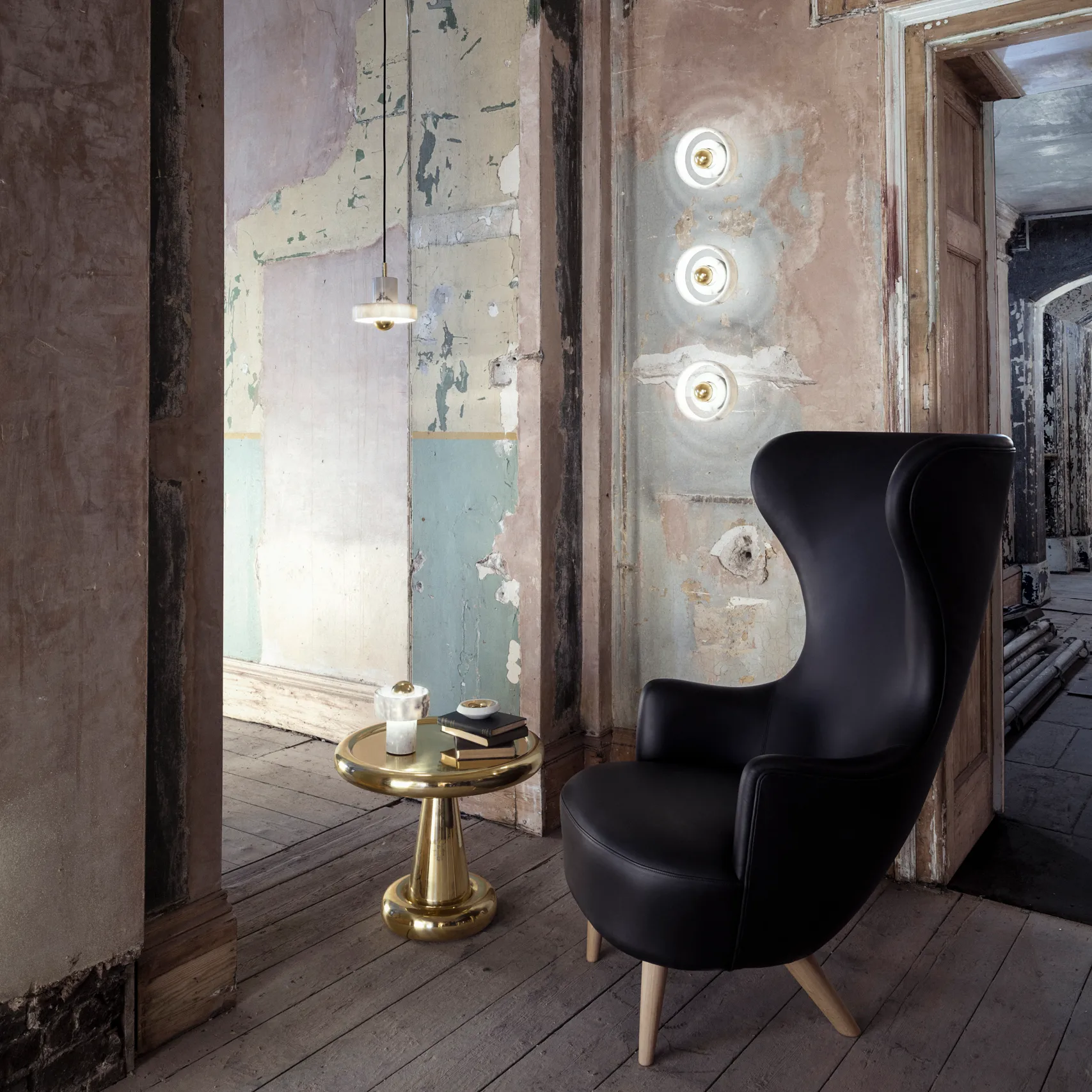 Stenen hanglamp, Wit marmer Tom Dixon