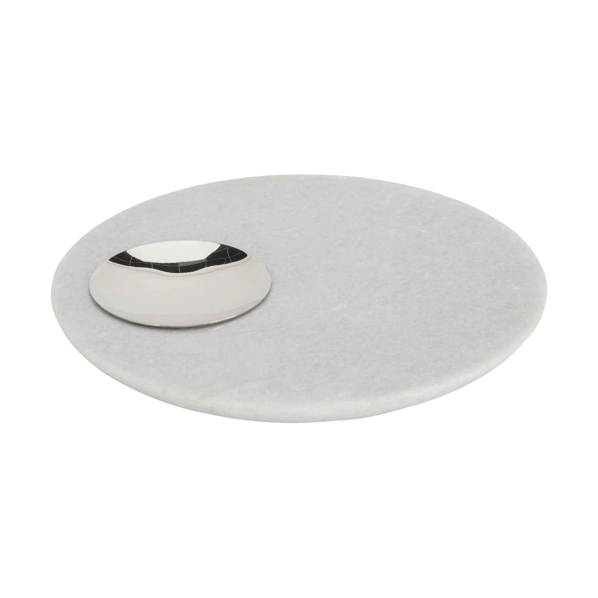 Stone serveerplank Ø22 cm, White marble-silver Tom Dixon