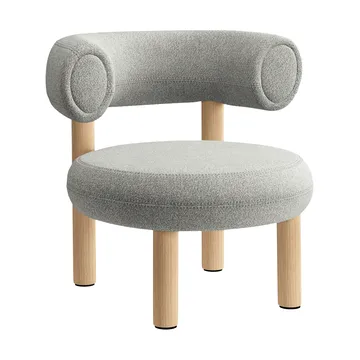 Vet loungestoel - Geborsteld natural wood & natural alpine boucle - Tom Dixon