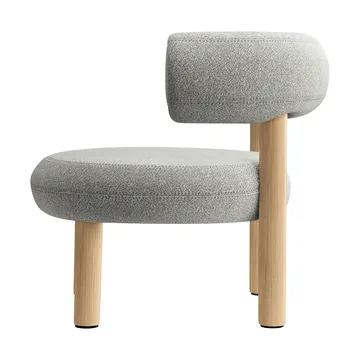 Vet loungestoel - Geborsteld natural wood & natural alpine boucle - Tom Dixon