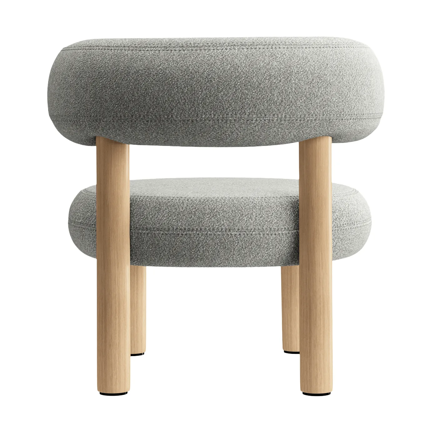 Vet loungestoel, Geborsteld natural wood & natural alpine boucle Tom Dixon