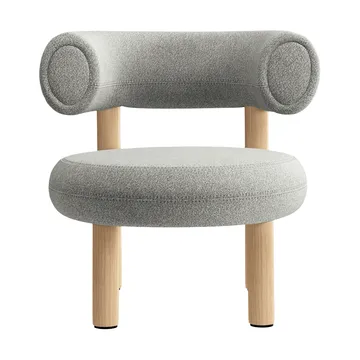 Vet loungestoel - Geborsteld natural wood & natural alpine boucle - Tom Dixon