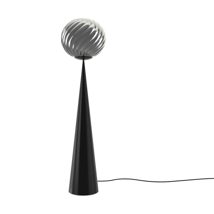 Whirl cone fat vloerlamp - Zilver-zwart - Tom Dixon