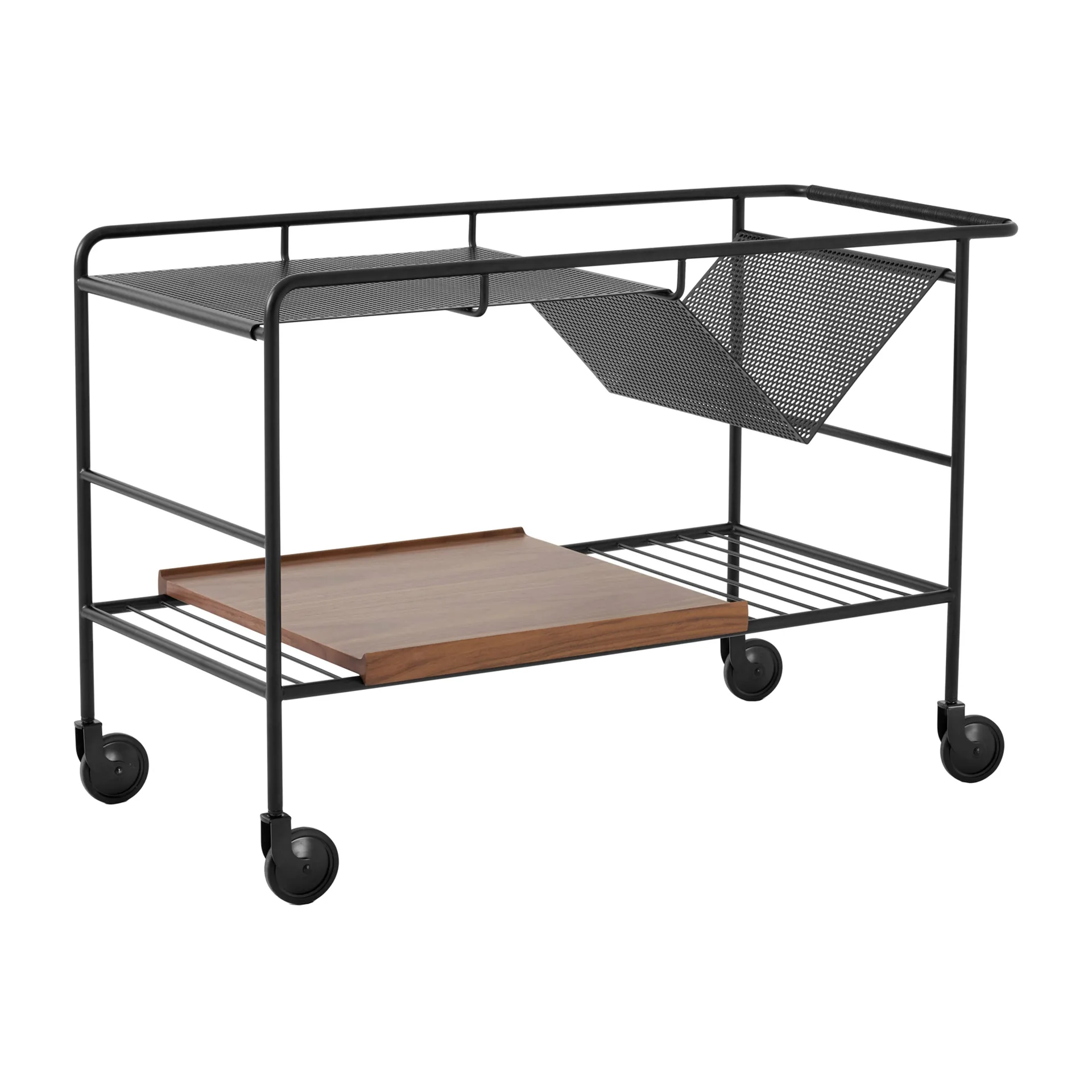 Alima opbergtrolley gelakt walnoot, Black & lacquered walnut &Tradition