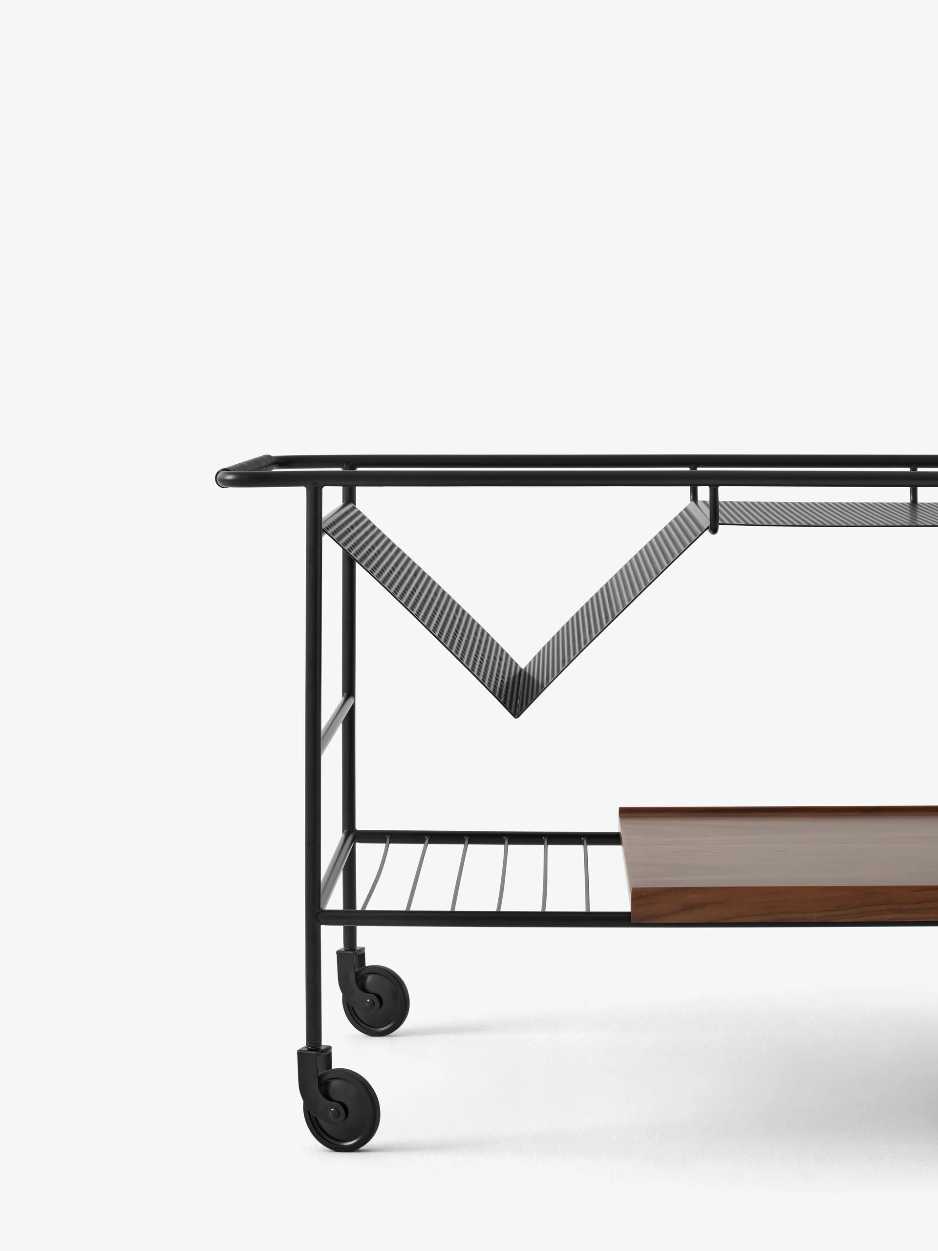 Alima opbergtrolley gelakt walnoot, Black & lacquered walnut &Tradition