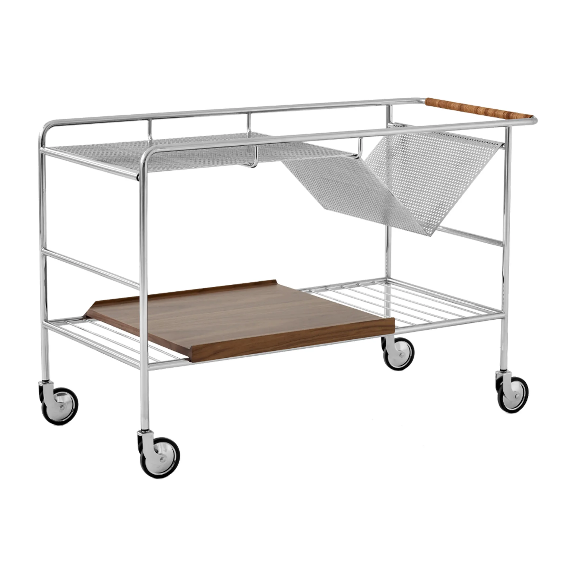 Alima opbergtrolley gelakt walnoot, Chrome & lacquered walnut &Tradition