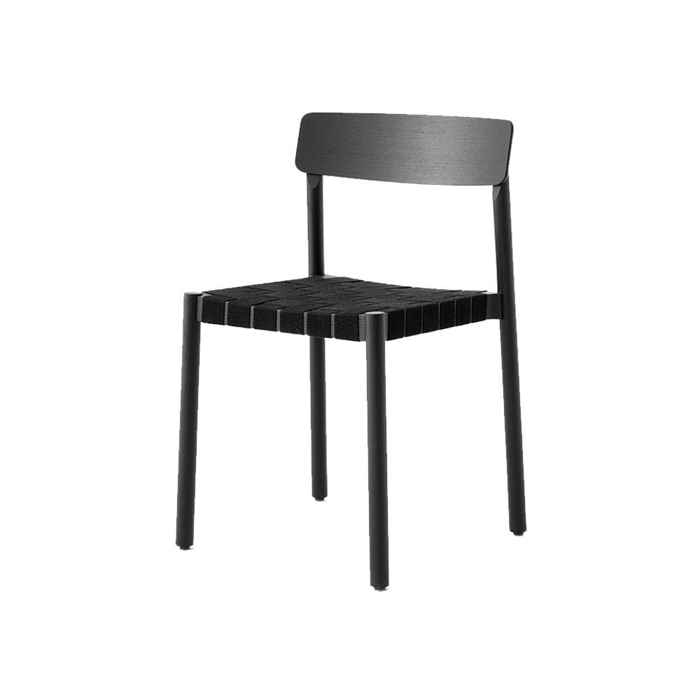 &Tradition Betty TK1 Stoel black, zwarte gevlochten linnen zitting