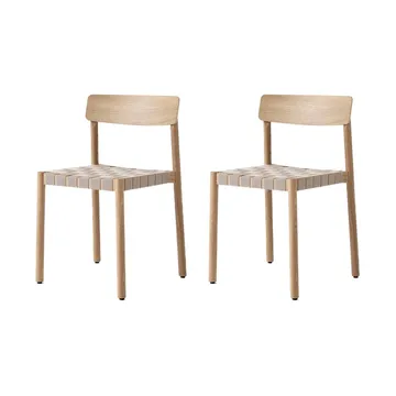 Betty TK1 stoel, Eik-natuurlijk gevlochten linnenbandzitting, 2-pack - &Tradition