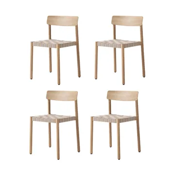 Betty TK1 stoel, Eik-natuurlijk gevlochten linnenbandzitting, 4-pack - &Tradition