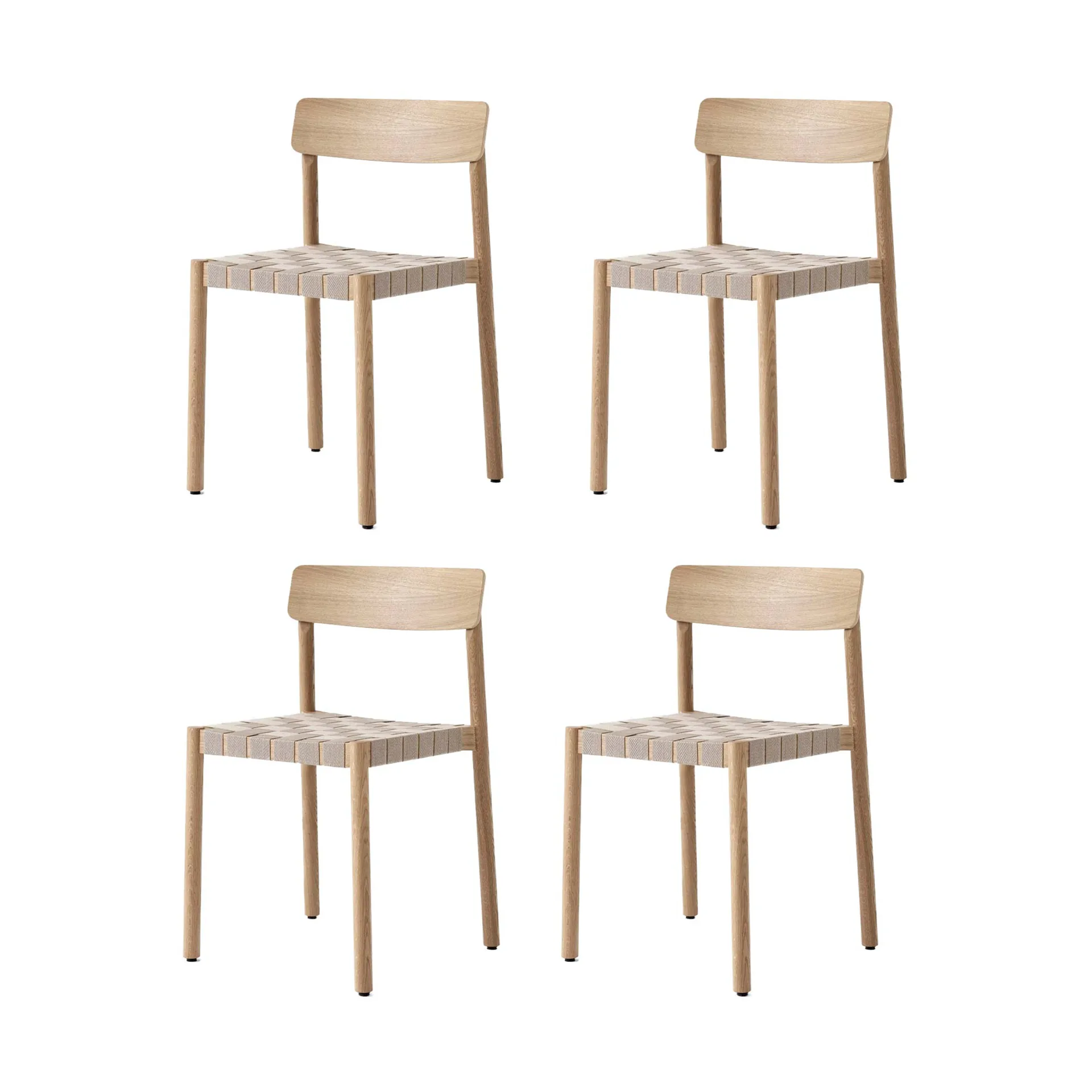 Betty TK1 stoel, Eik-natuurlijk gevlochten linnenbandzitting, 4-pack &Tradition