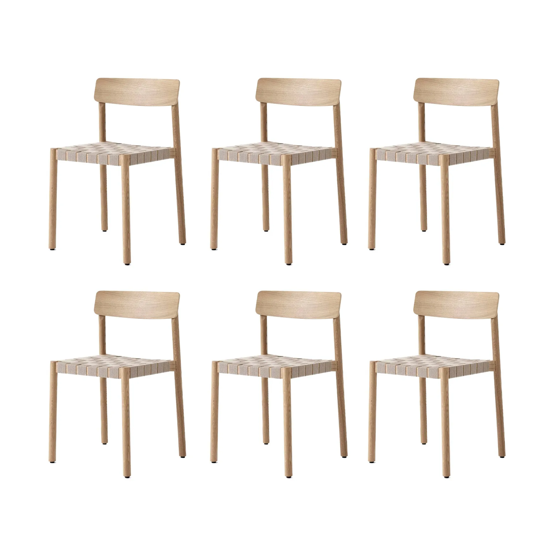 Betty TK1 stoel, Eik-natuurlijk gevlochten linnenbandzitting, 6-pack,  &Tradition