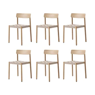 Betty TK1 stoel, Eik-natuurlijk gevlochten linnenbandzitting, 6-pack - &Tradition