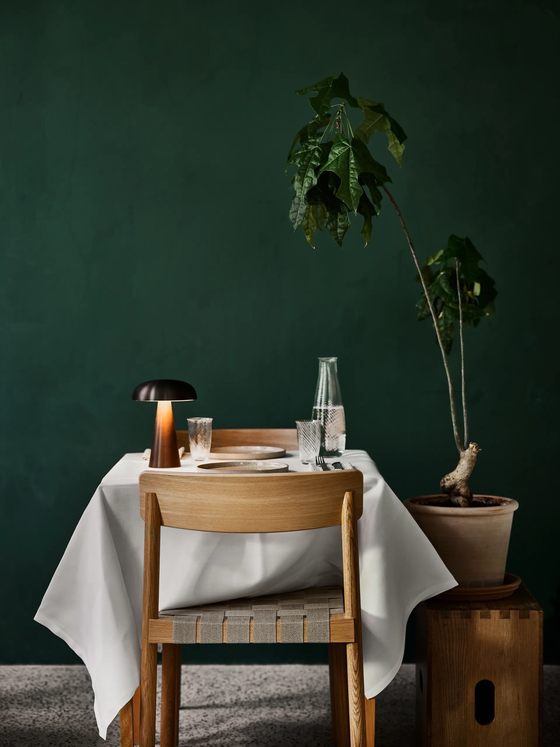 Betty TK1 stoel, Eik-natuurlijk gevlochten linnenbandzitting, 6-pack &Tradition