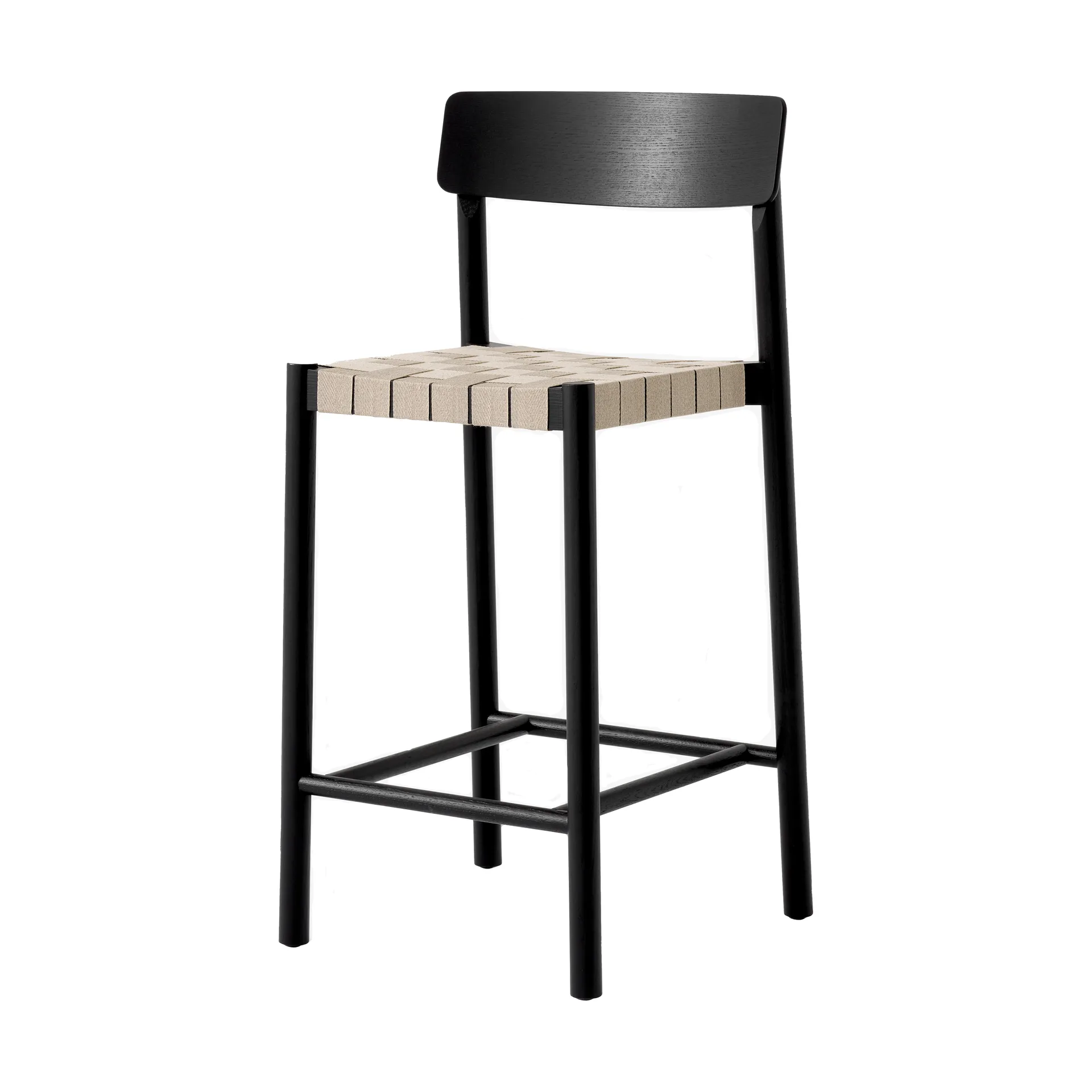Betty TK12 Counter Chair barkruk 65 cm, Natuurkleurig linnen-zwartgelakte es &Tradition
