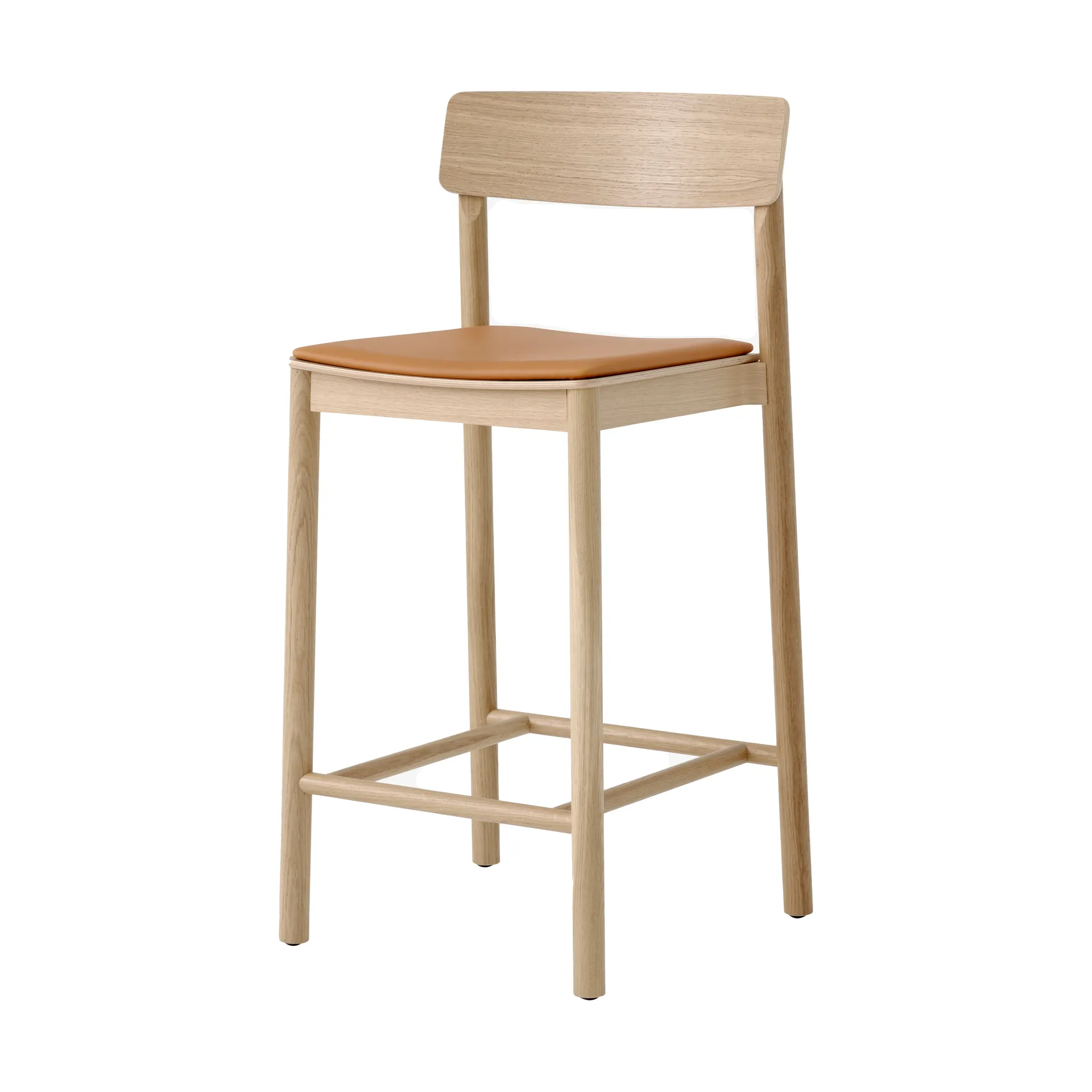 Betty TK14 Counter Chair barkruk 65 cm, Noble cognackleurig leer-gelakt eikenhout &Tradition