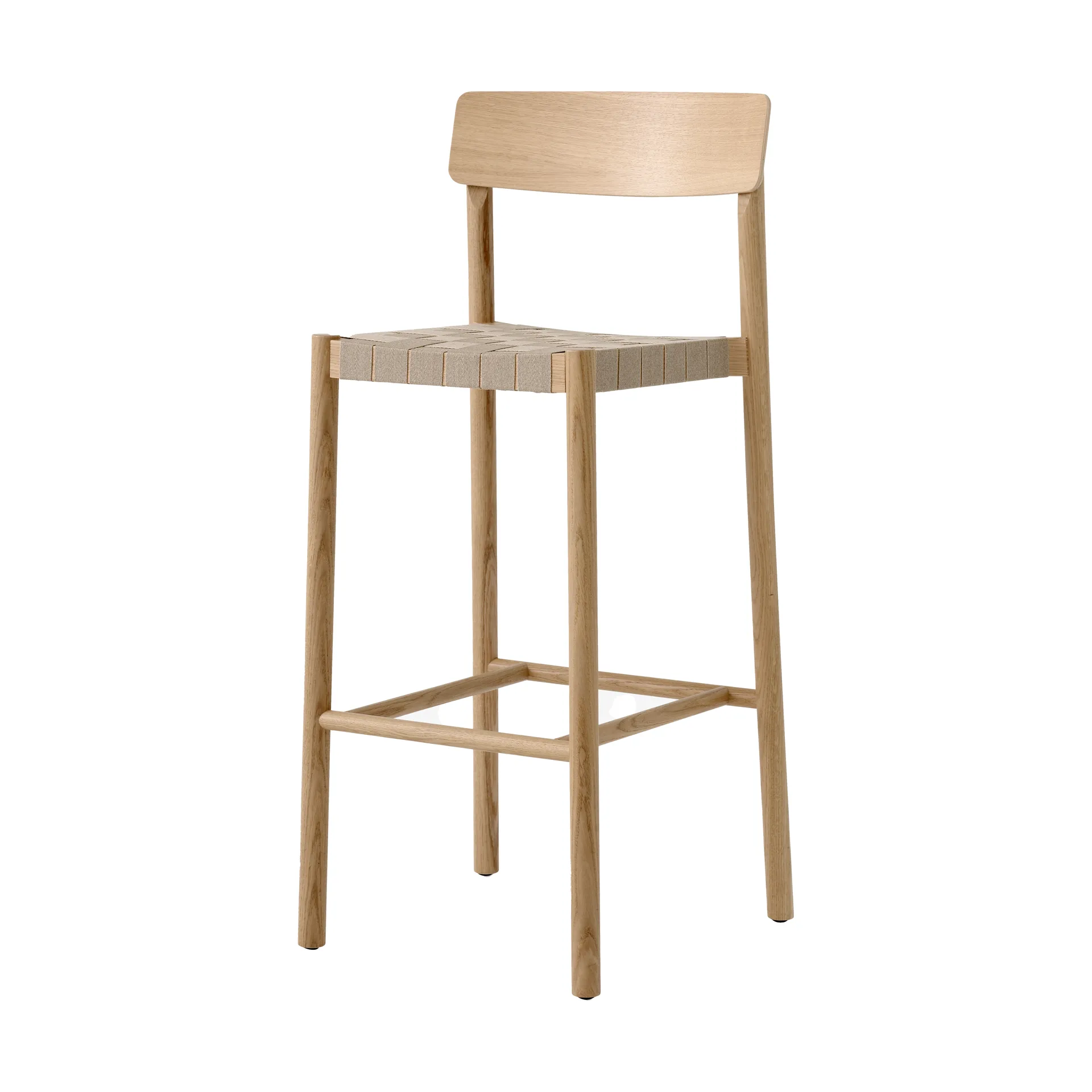 Betty TK15 Bar Chair barkruk 75 cm, Gelakt eikenhout-natuurkleurig linnen &Tradition