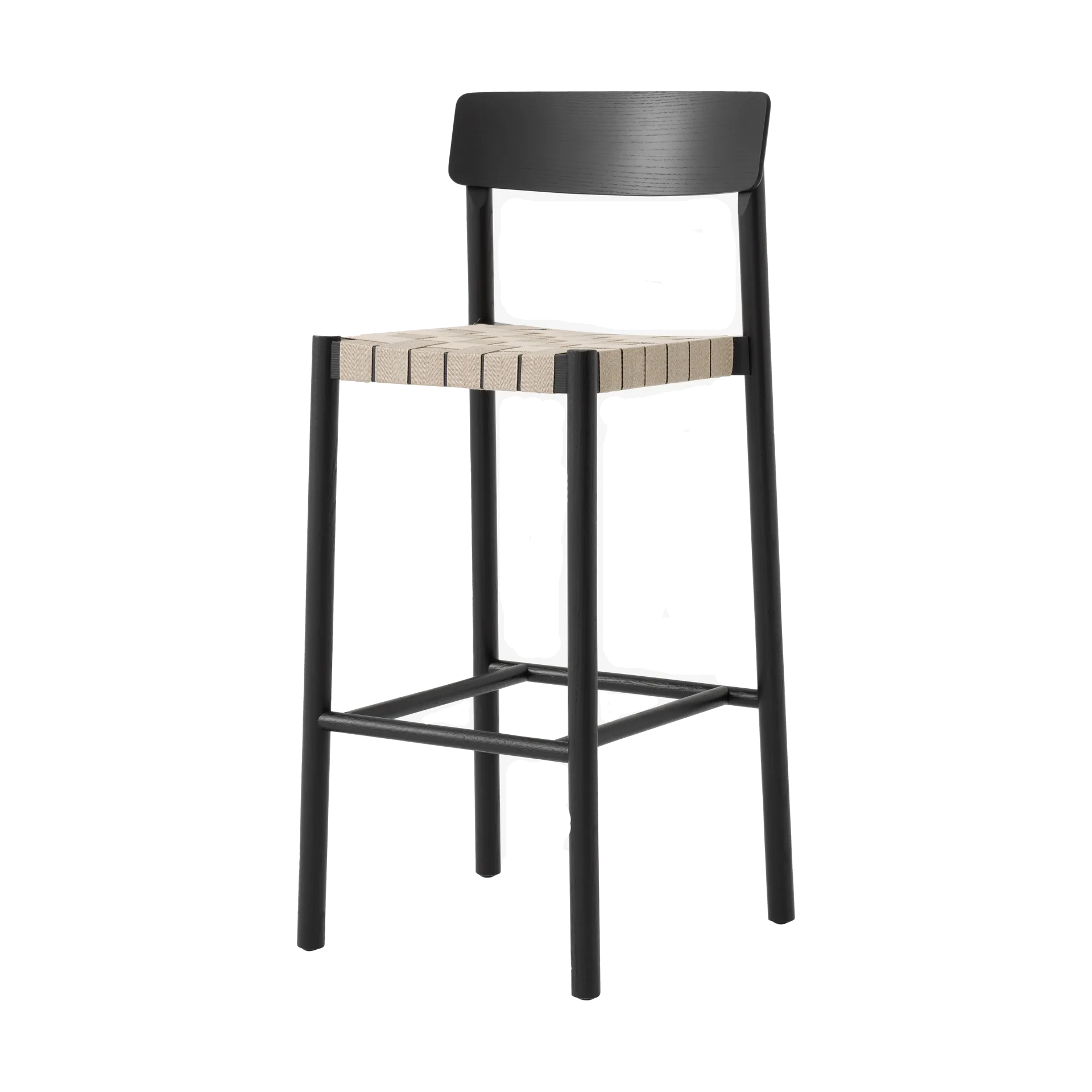 Betty TK15 Bar Chair barkruk 75 cm, Zwartgelakte es-natuurkleurig linnen &Tradition