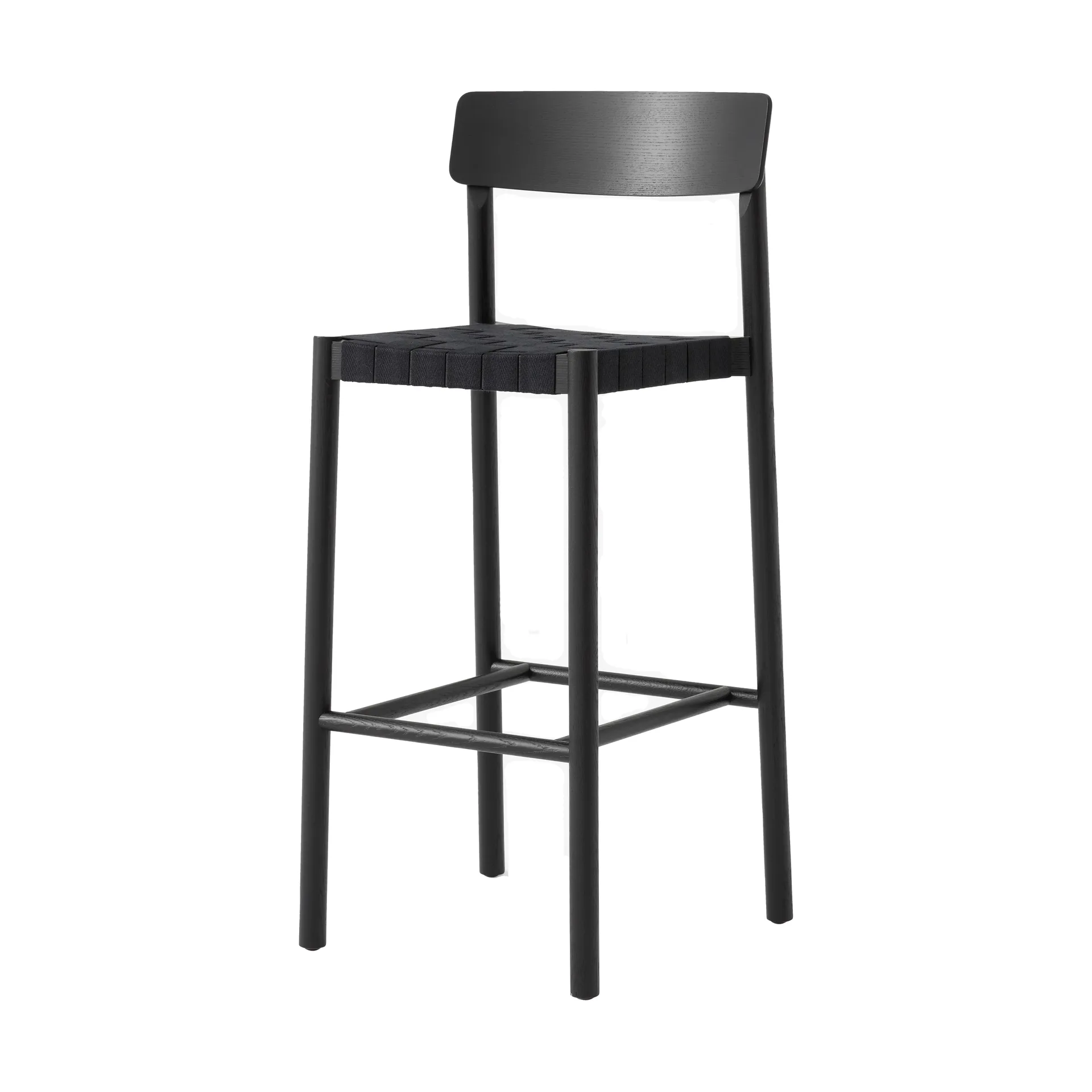 Betty TK15 Bar Chair barkruk 75 cm, Zwartgelakte es-zwart linnen &Tradition