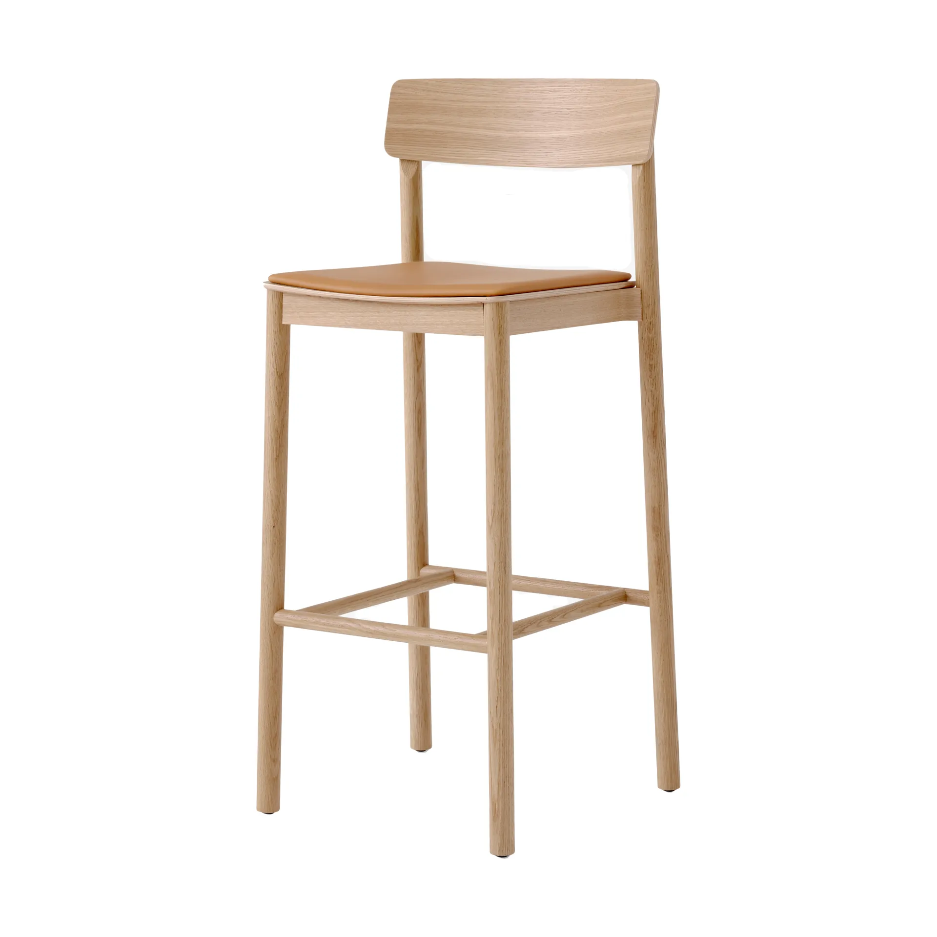 Betty TK17 Bar Chair barkruk 75 cm, Noble cognackleurig leer-gelakt eikenhout &Tradition